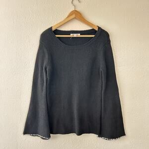 edited x Hunter McGrady Women's Black Beaded Bell Sleeve Knit Pullover Sweater M